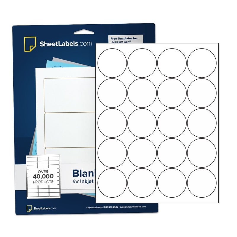 Sheet Labels 2" Round Labels, All Purpose White, Laser or Inkjet Printing, 2000 Labels - Image 1